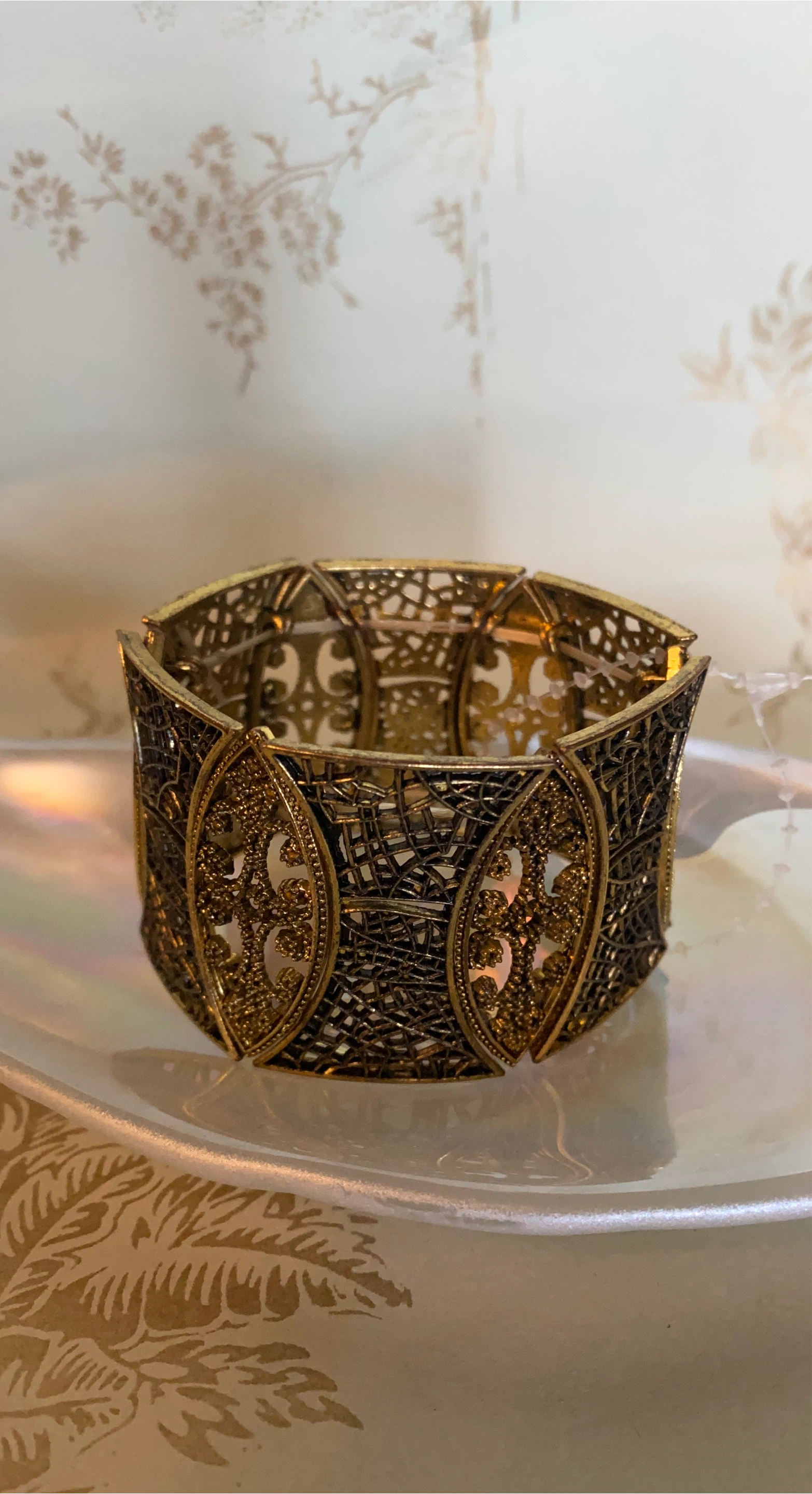 Gold Tone Stretch Cuff Bracelet