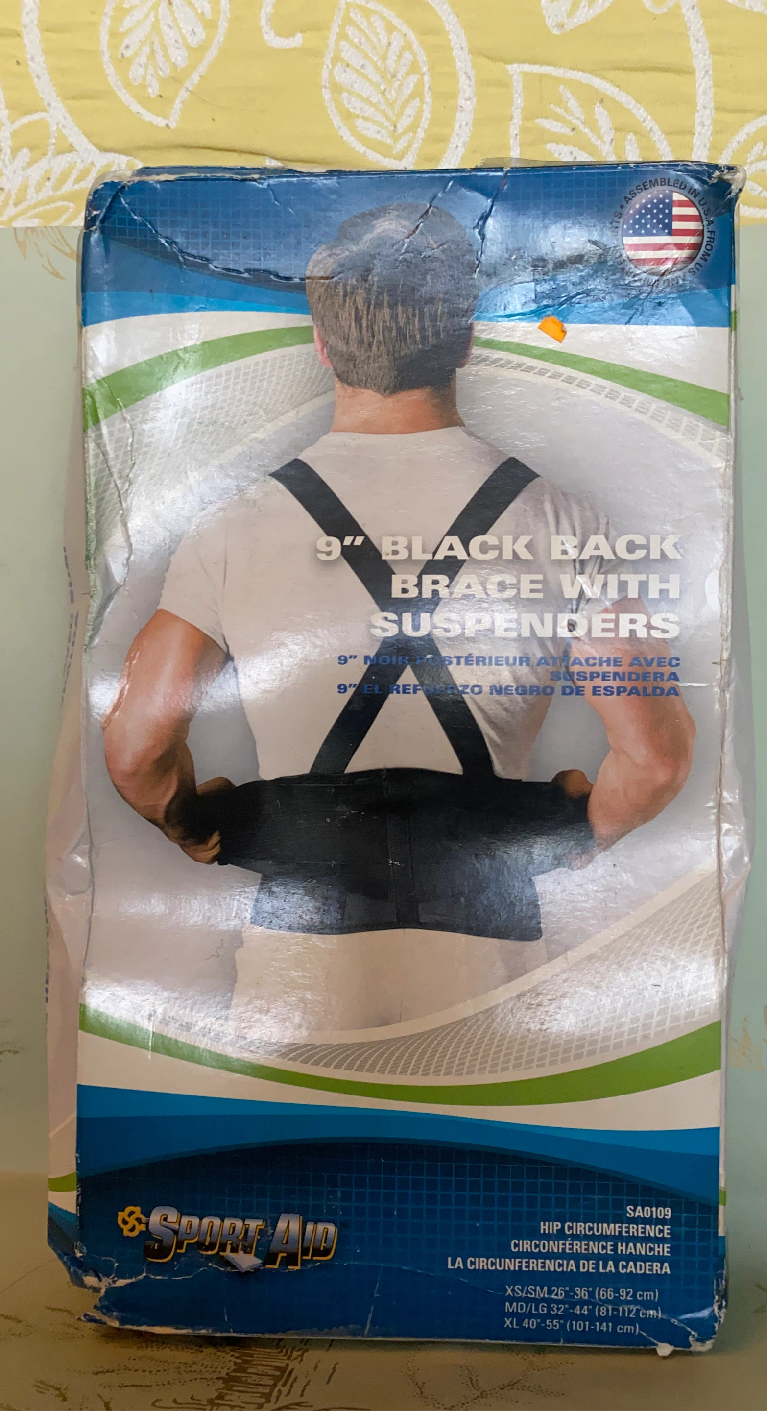Sport Aid 9" Black Back Brace with Suspenders