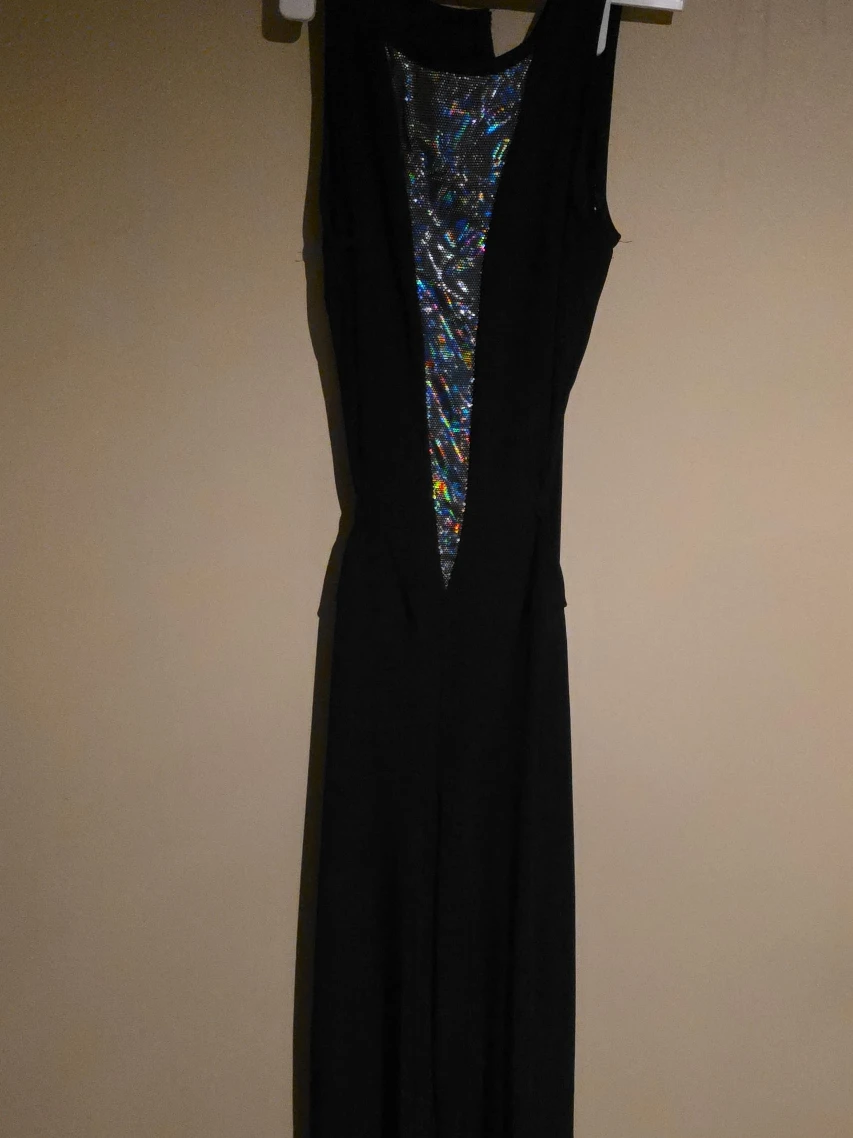 Effie Matthews Black Jumpsuit with Holographic Detail
