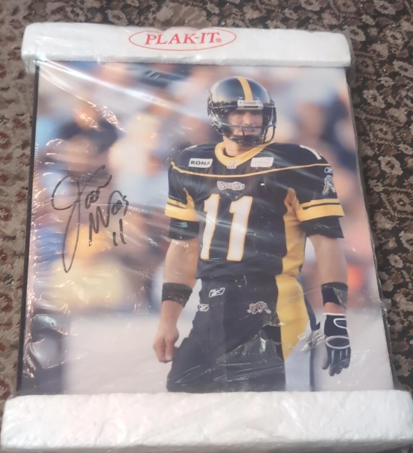 Signed Danny McManus Hamilton Tiger-Cats Framed Photo
