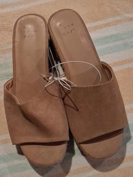 A New Day Brown Suede Mules - Size 8