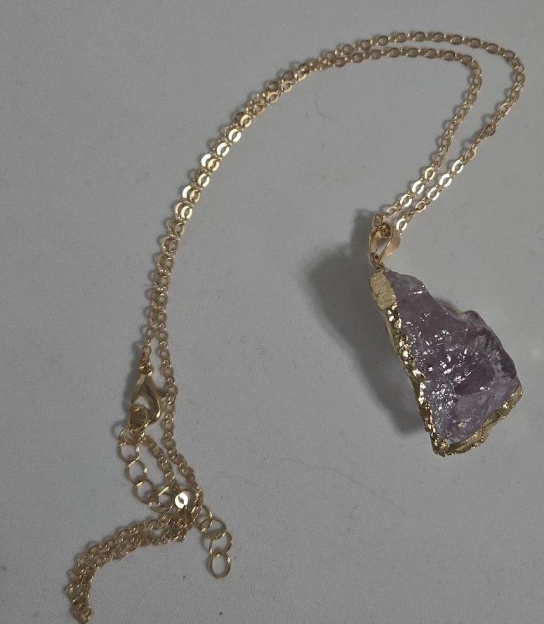 Amethyst Crystal Gold Plated Necklace