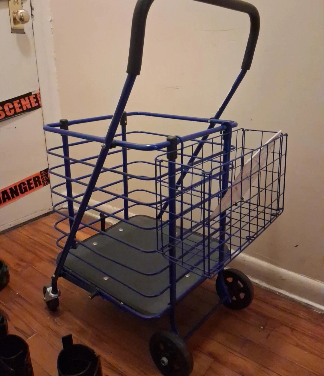 Blue Folding Shopping Cart