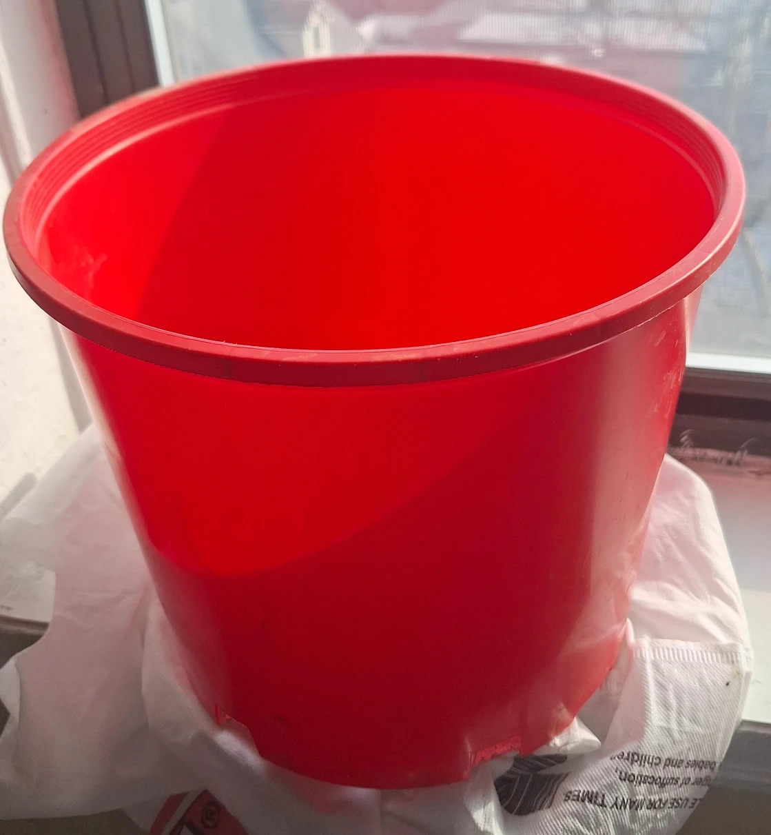 Red Plastic Plant Pot