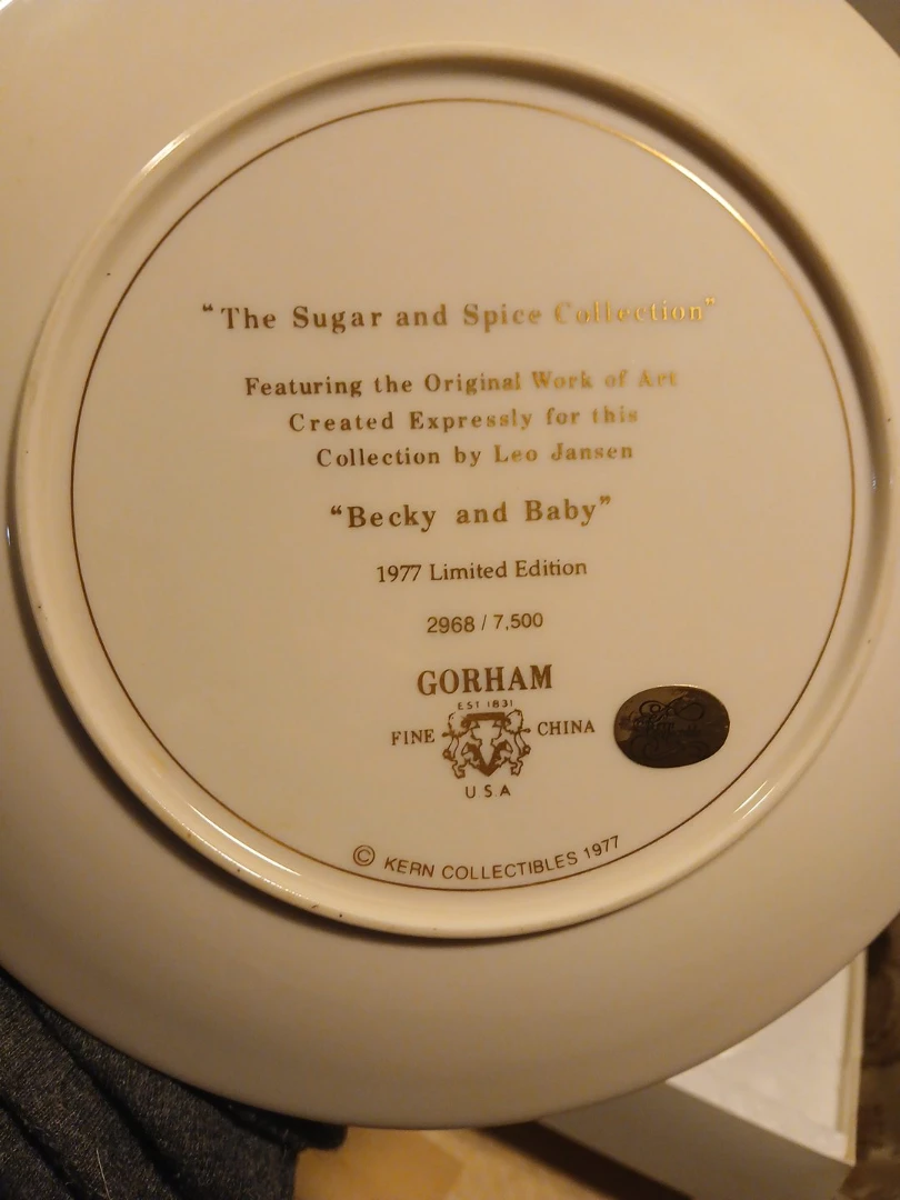 Gorham Becky and Baby Plate 1977