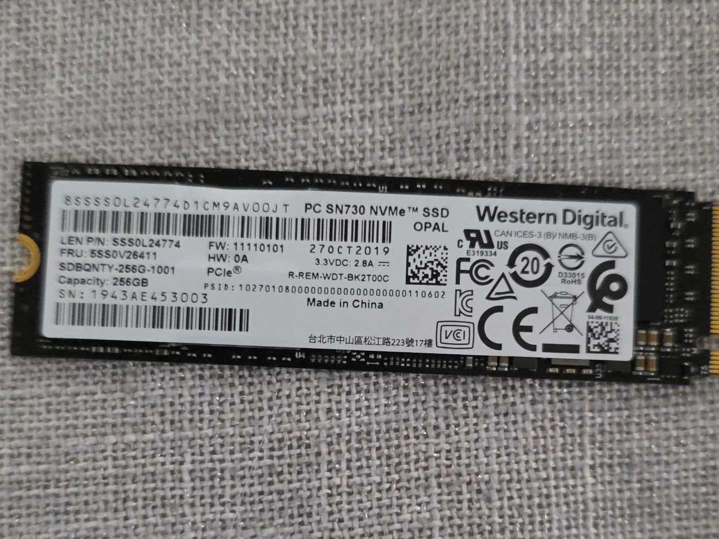 Western Digital 256GB M.2 Drive