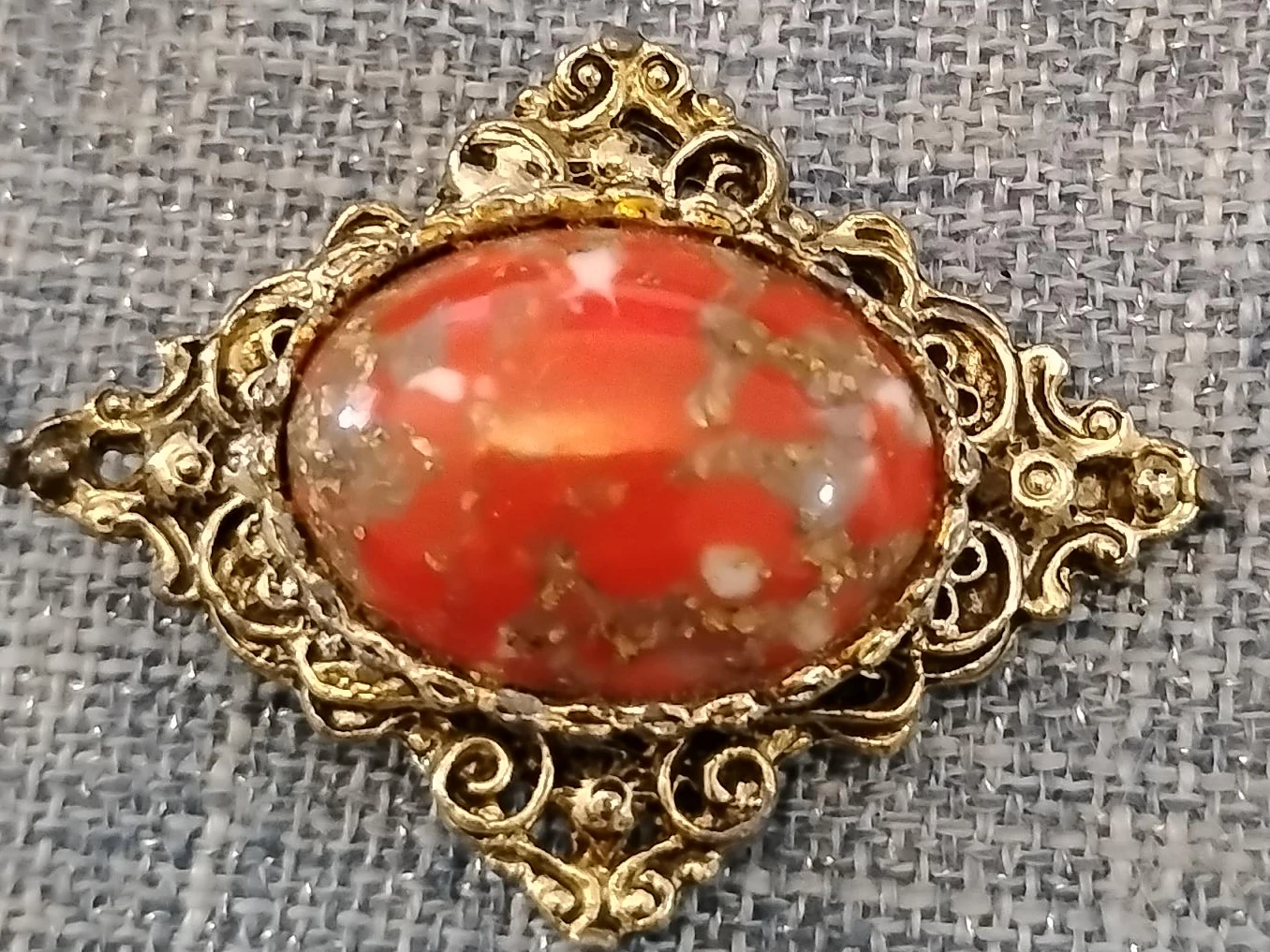 Vintage Red Stone Brooch
