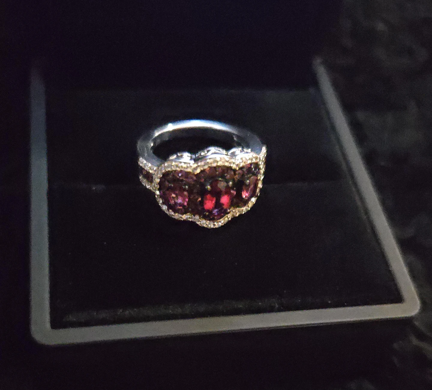 Genuine Rubellite & White Zircon Trilogy Gemstone Ring 1.85ctw