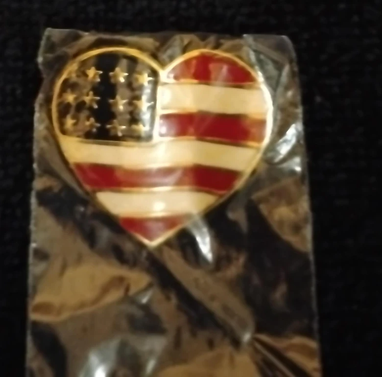 American Flag Heart Pin - New