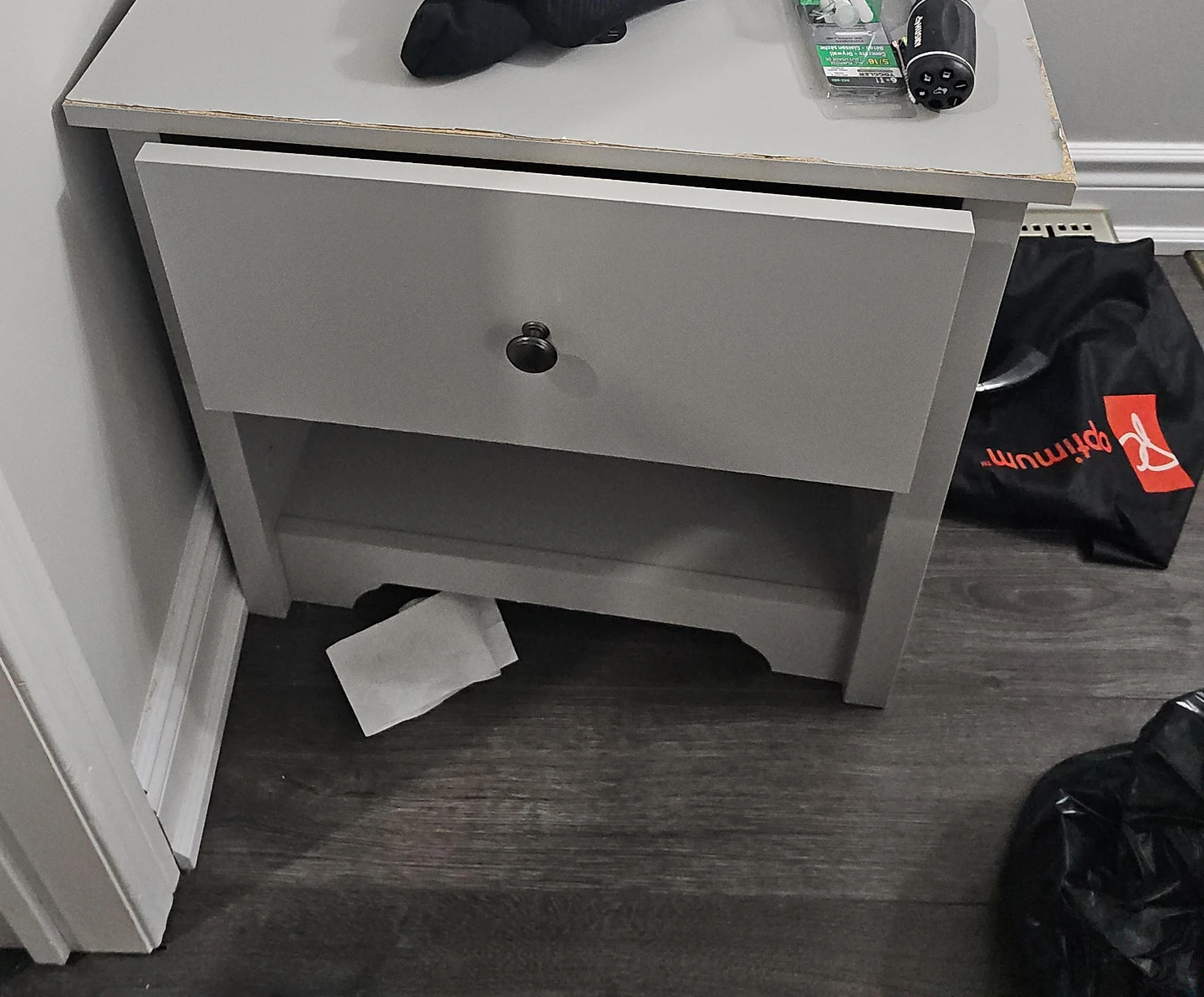 Set of 2 Grey Nightstand with Drawer