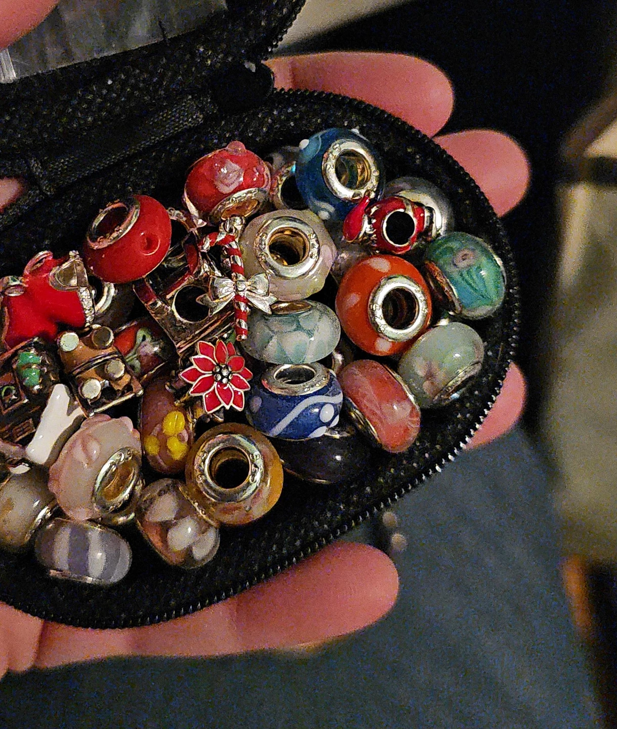 Assorted Pandora-style Beads in Case