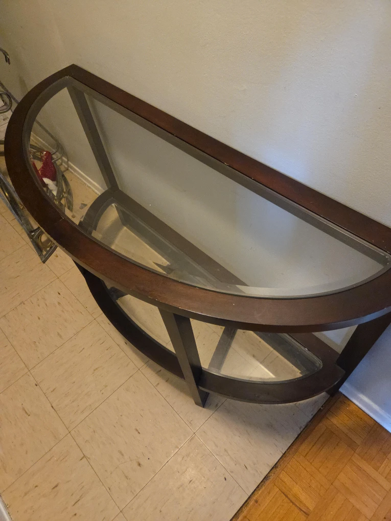 Half-moon Console Table - Dark Wood & Glass image indicator(1)