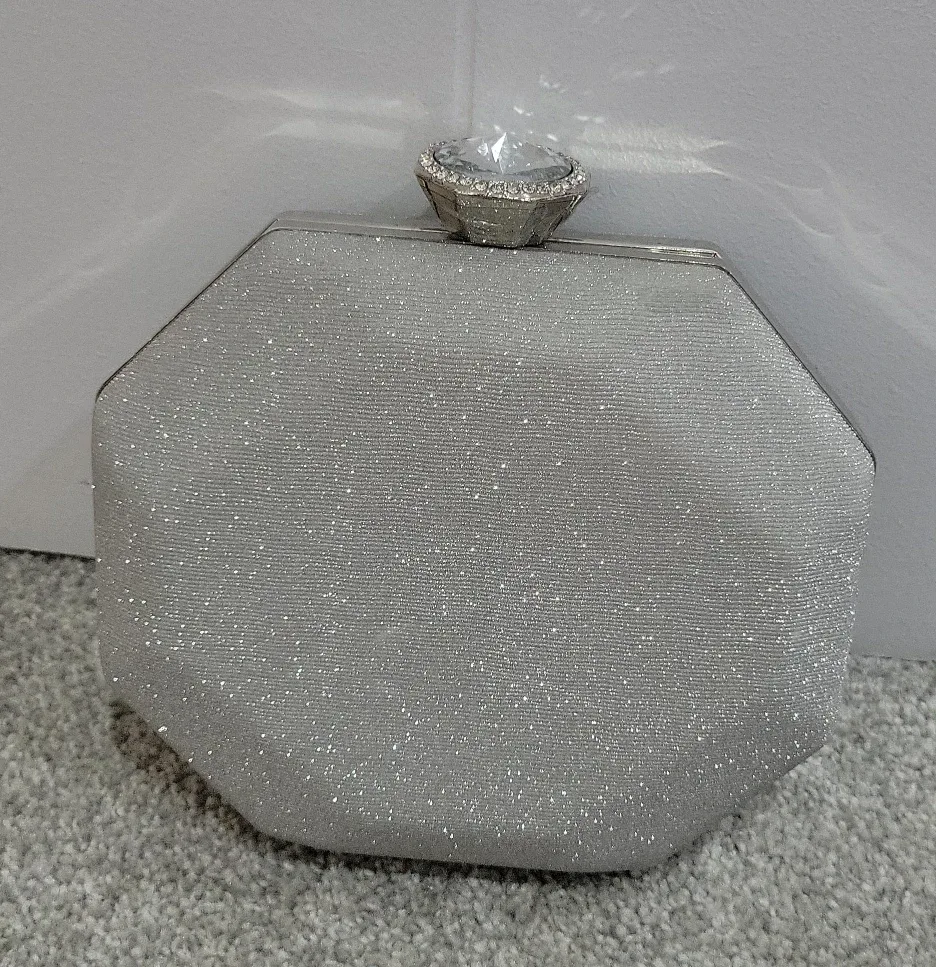 Silver Glitter Evening Clutch