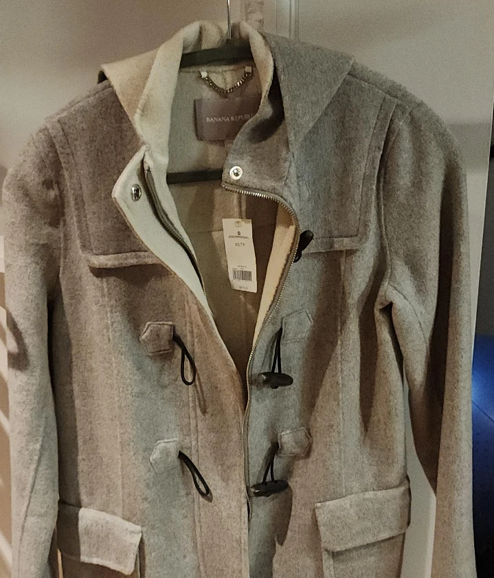 Banana Republic Grey Wool Duffle Coat XS #cleanout