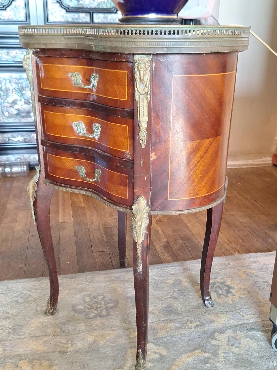 Vintage Wood Nightstand with Drawers