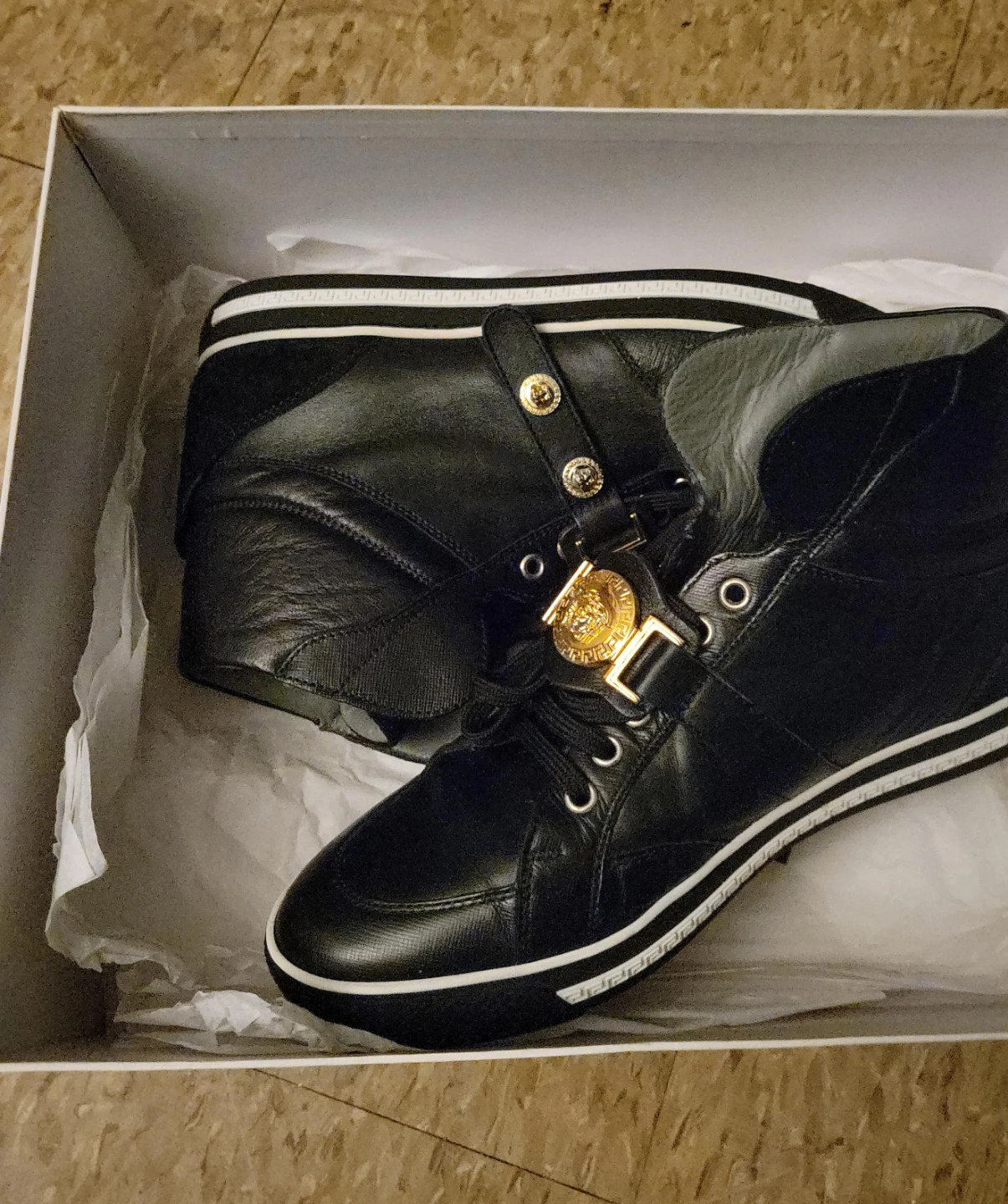 Versace Leather High-Top Sneakers
