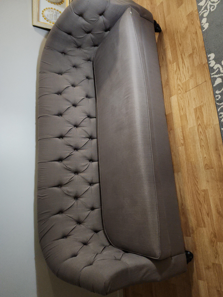 2 x Tufted Loveseat Sofa - Grey (2 seater n 3 seater)