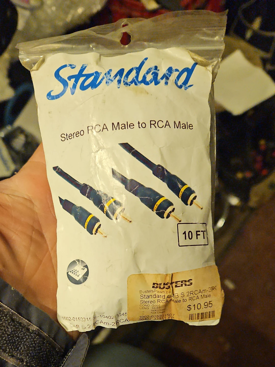 Standard Stereo RCA Male to RCA Male Cable - 10 ft