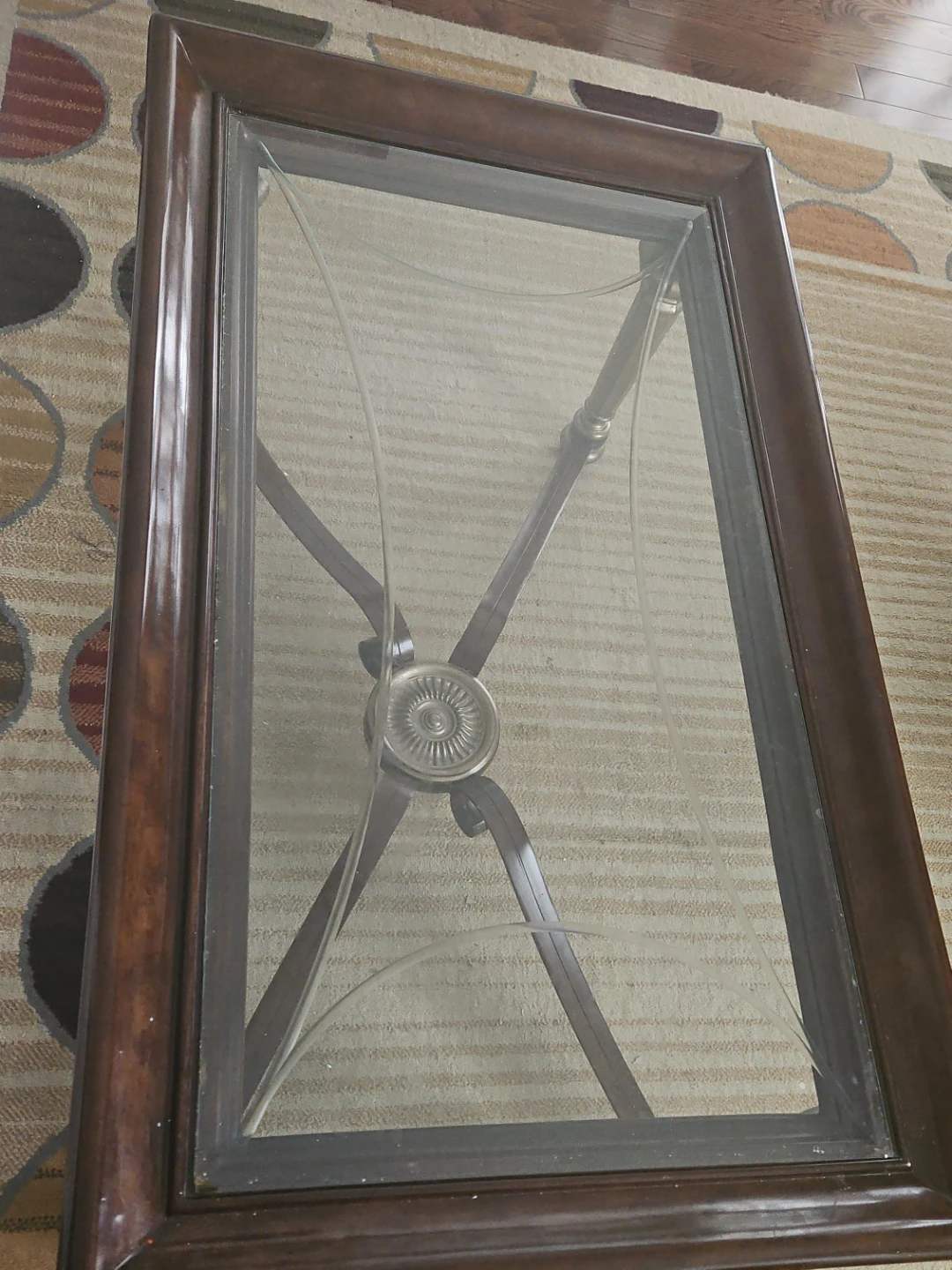 Brown Wood & Glass Coffee Table