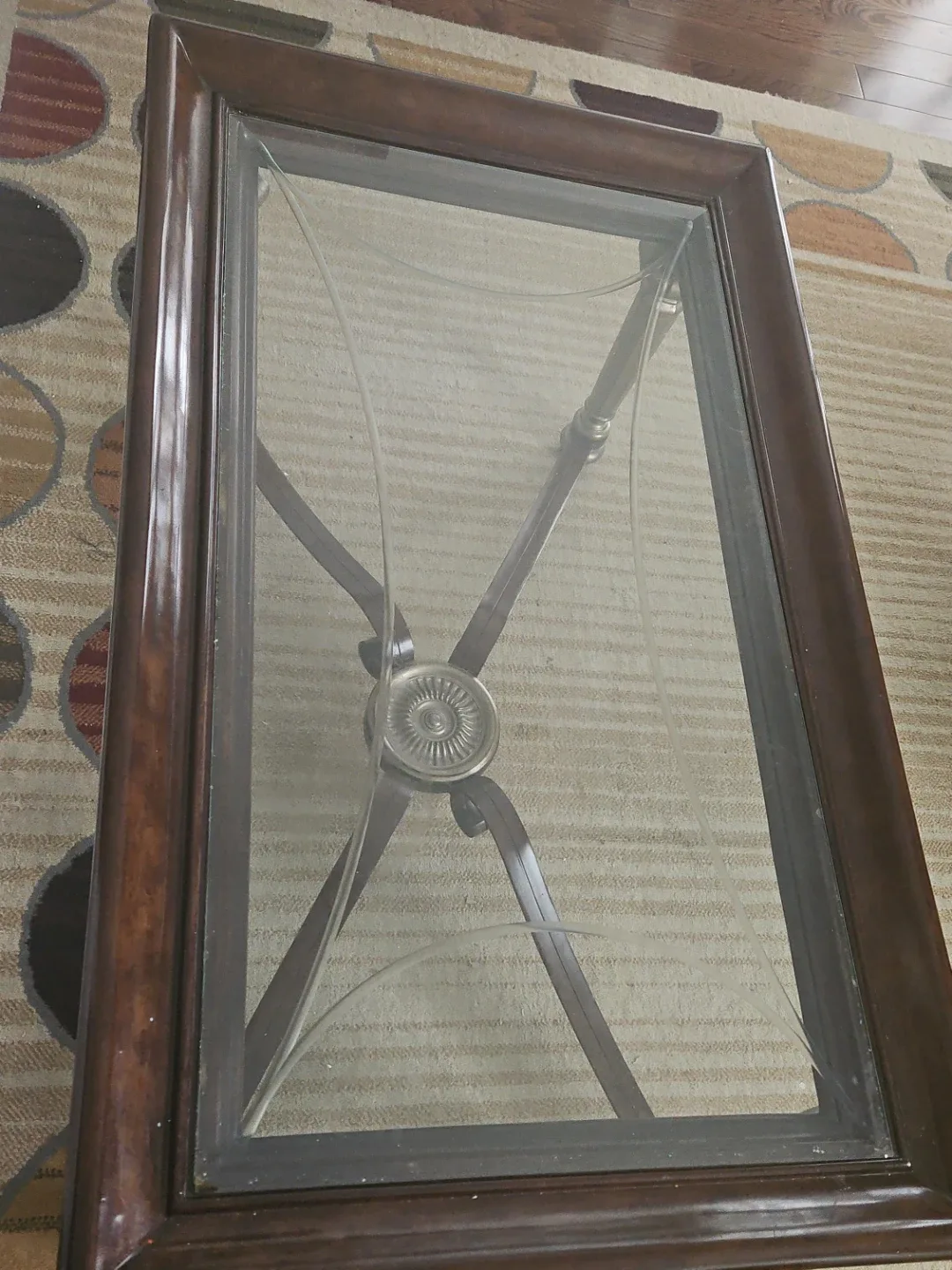 Brown Wood & Glass Coffee Table