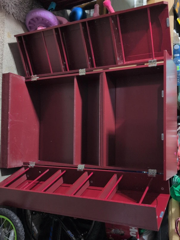 Red Wooden Storage Wine Cabinet.