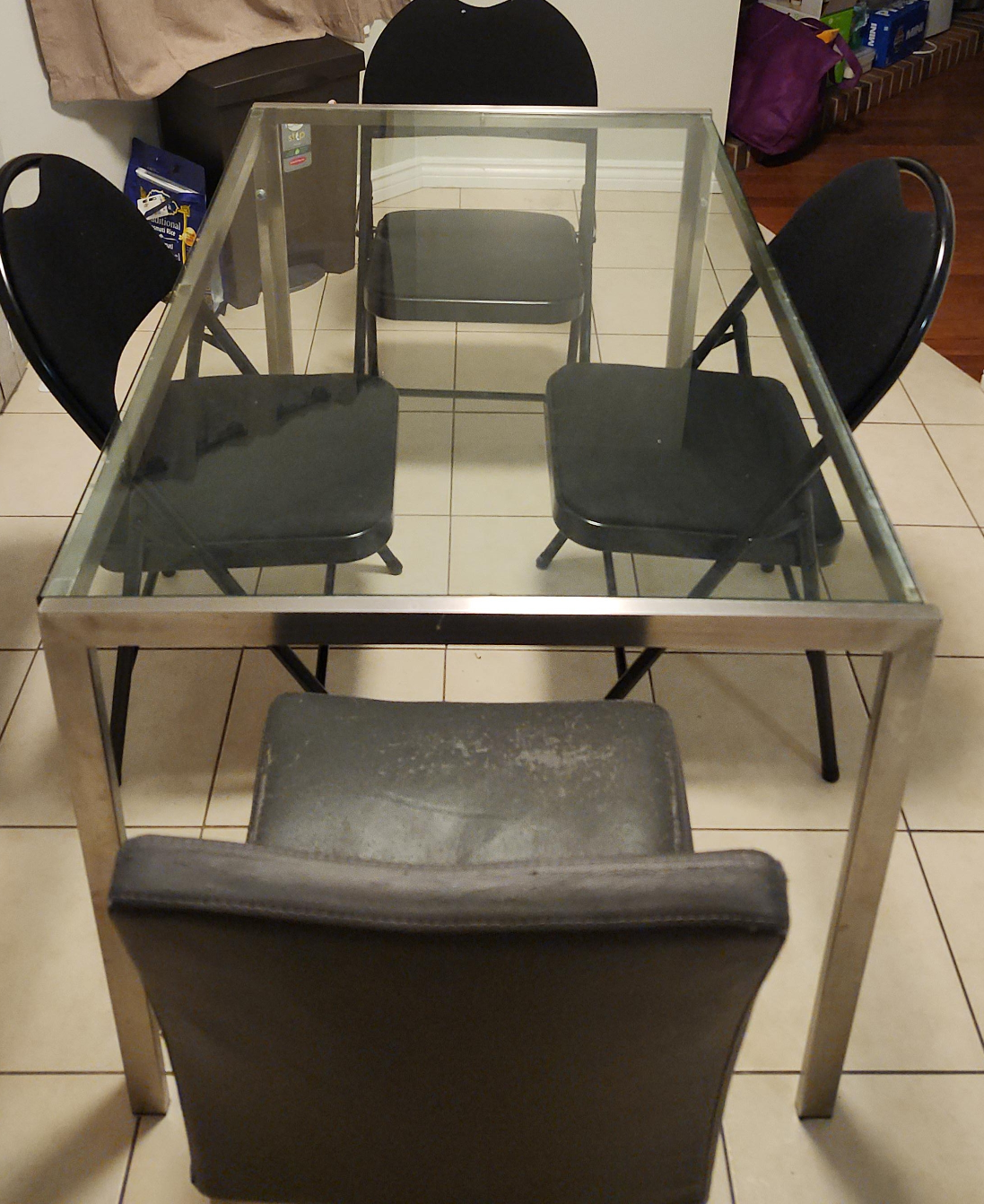 Glass Top Dining Table with 4 Chairs