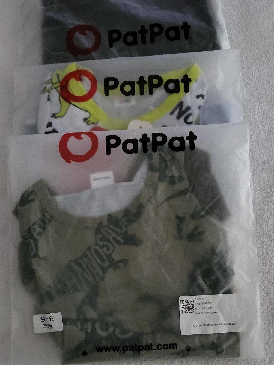 3pck-PatPat Baby Dinosaur Romper Set - Size 3-6 Months #Cleanout