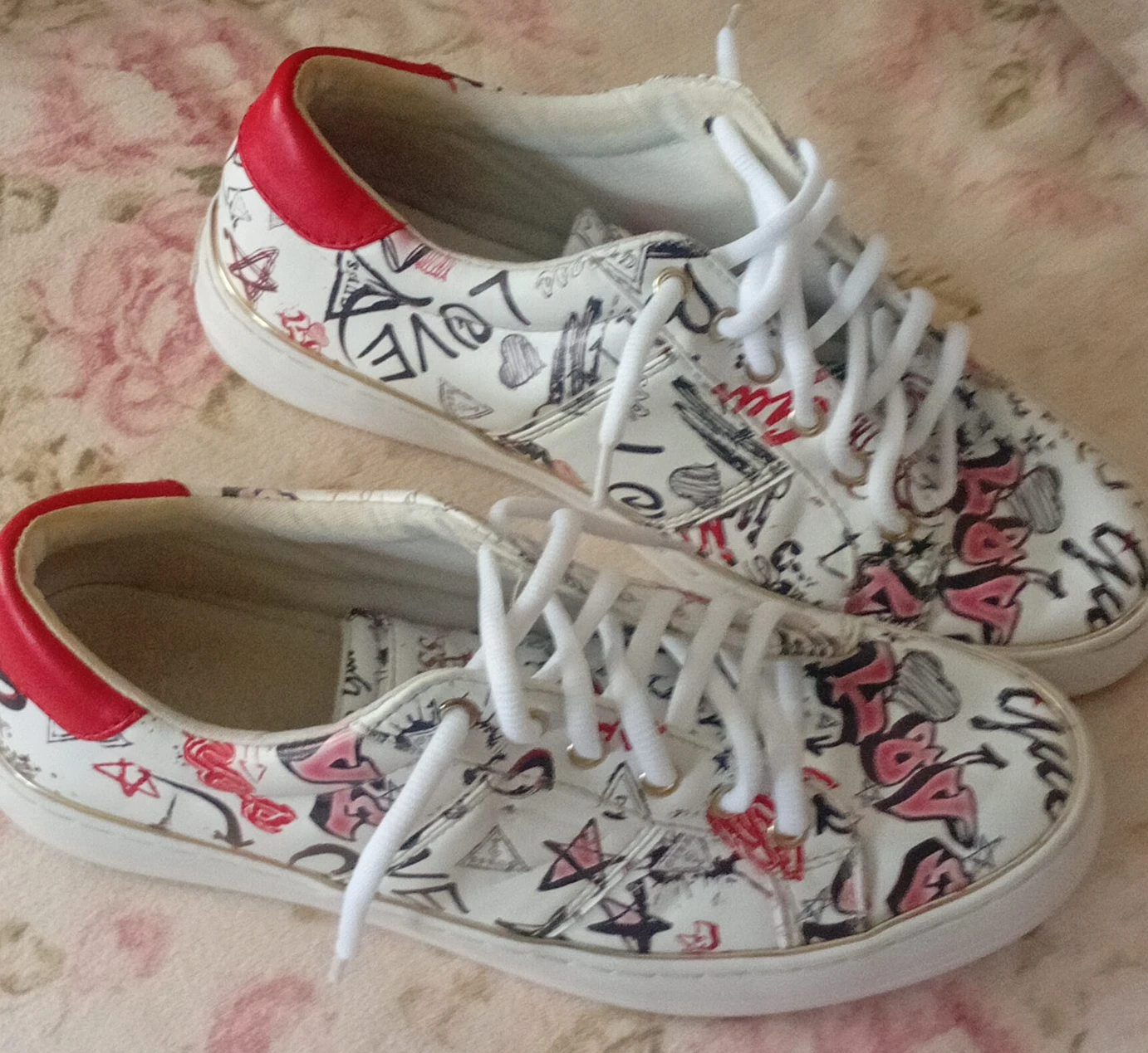 White Sneakers with Graffiti Style Design