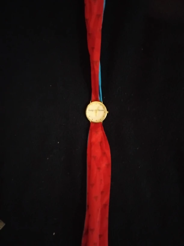 Liz Claiborne Gold-Tone Watch with Red Scarf Band image indicator(1)