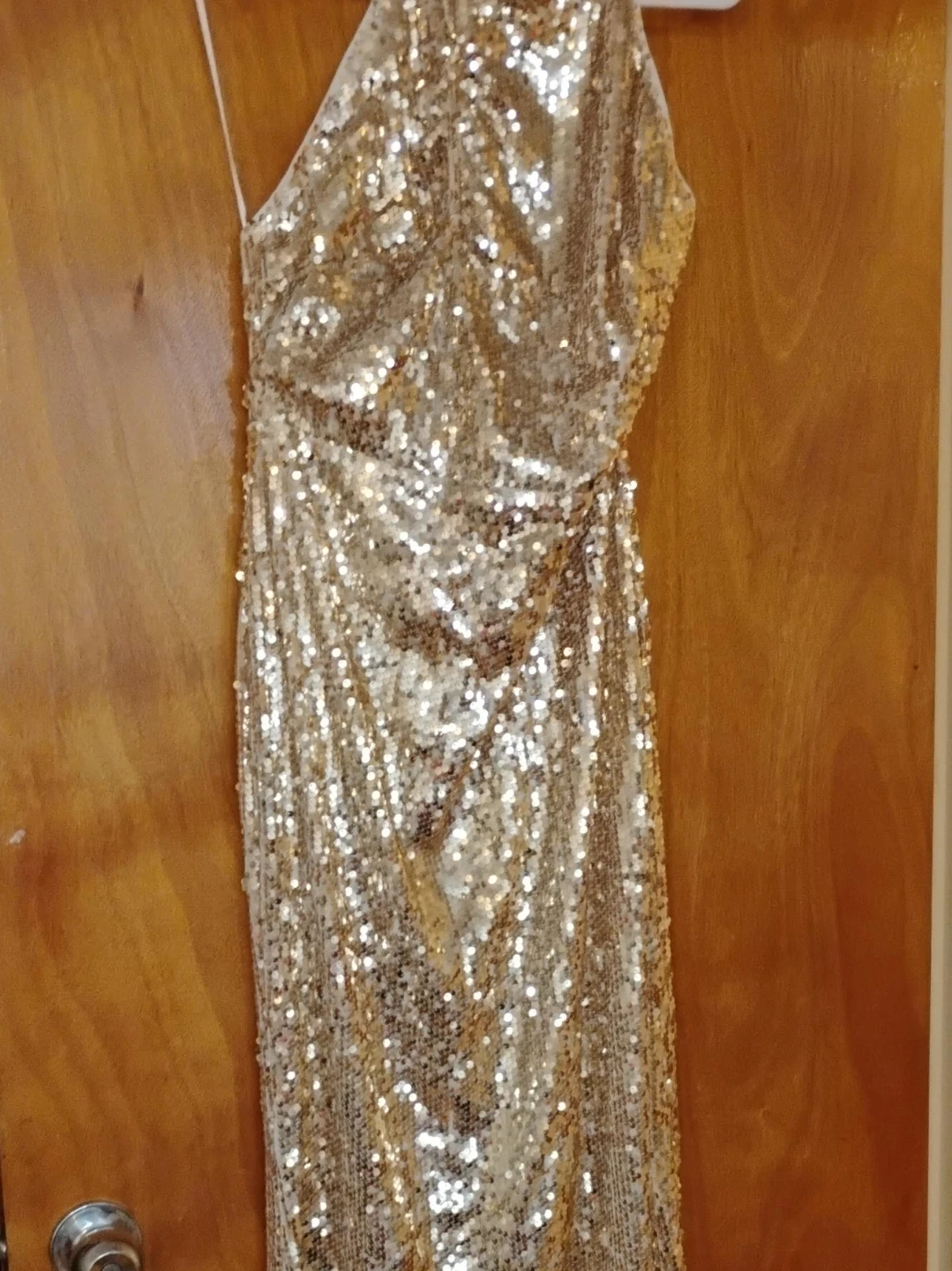 Gold Sequin halter Dress