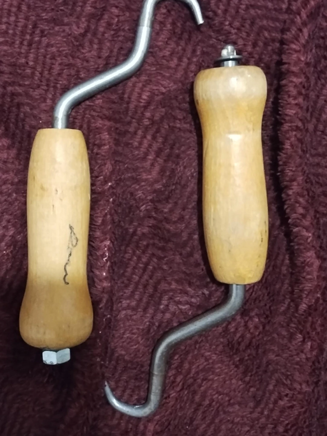 Metal Hooks with Wooden Handles