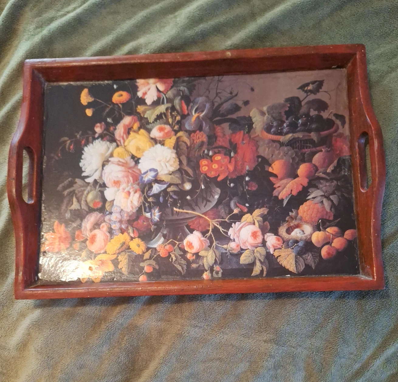 Floral Print Wooden Serving Tray