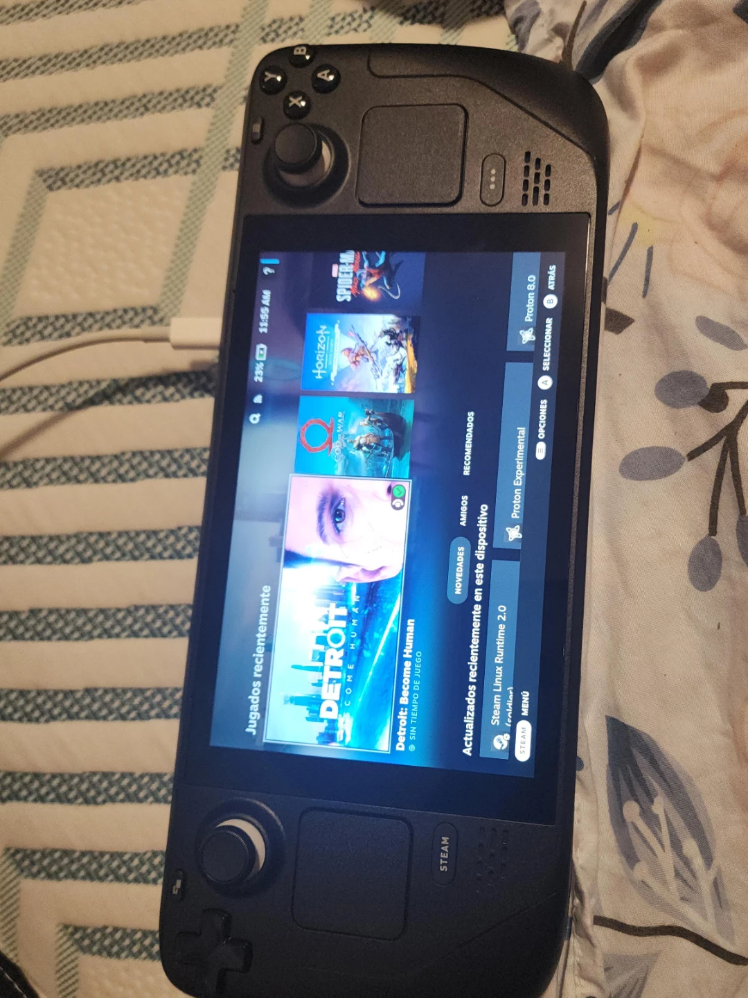 Valve Steam Deck Handheld Console and case.