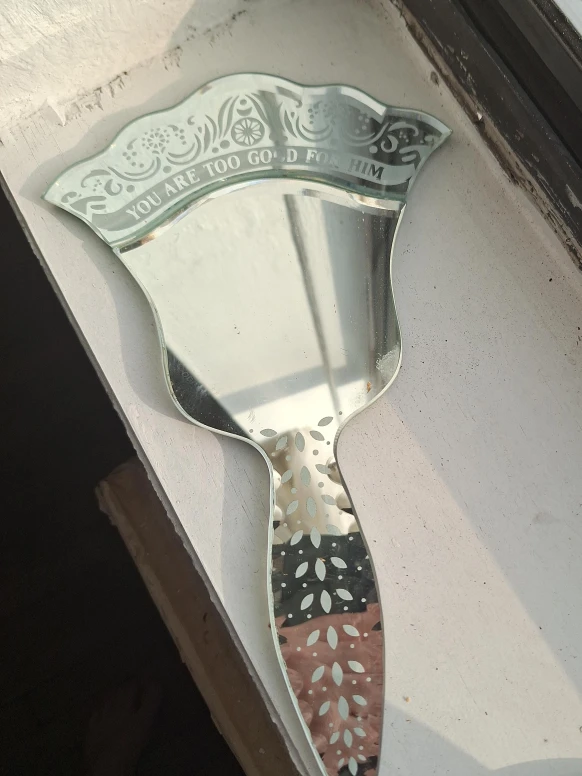 Vintage Etched Hand Mirror