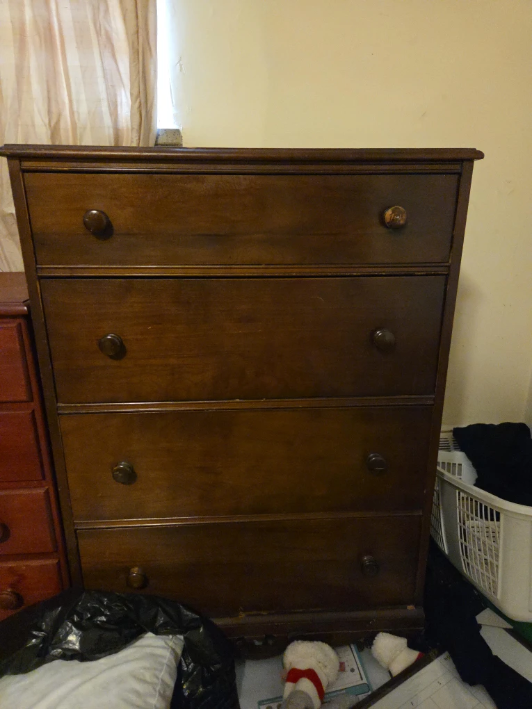Vintage Brown Wooden 4-Drawer Dresser