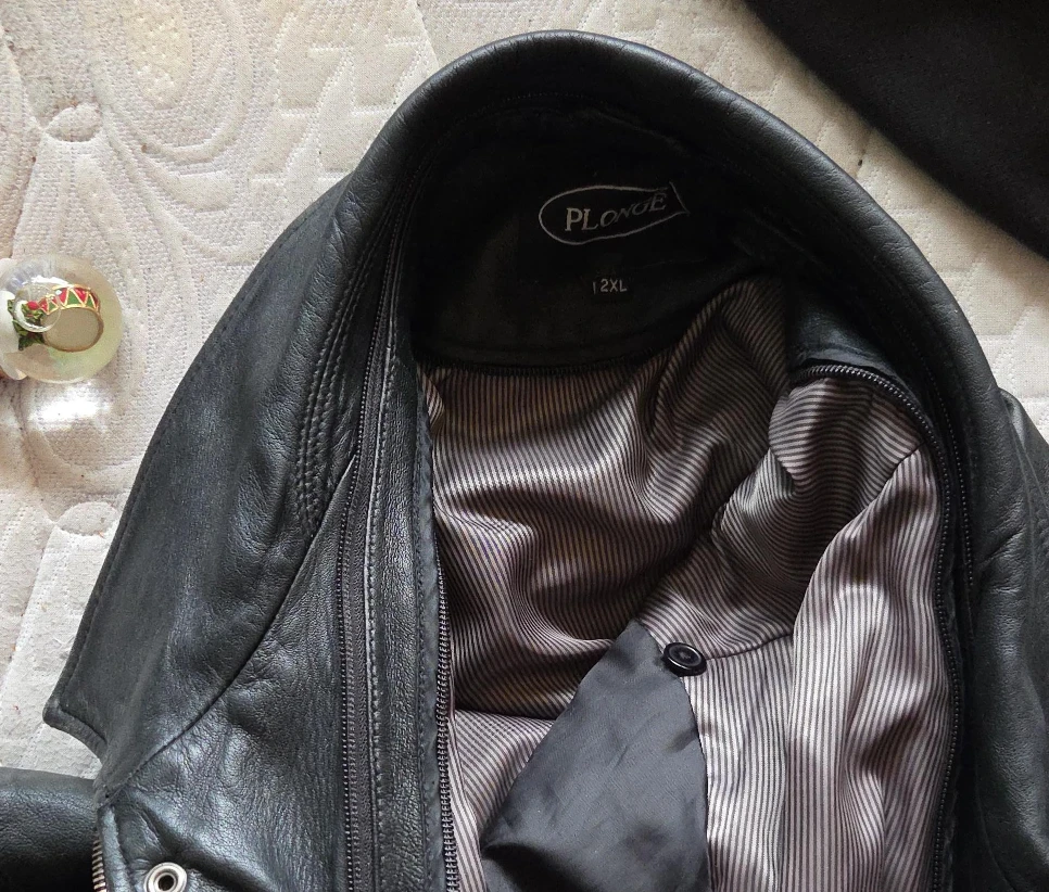 Plonge Black Leather Jacket - Size 2XL
