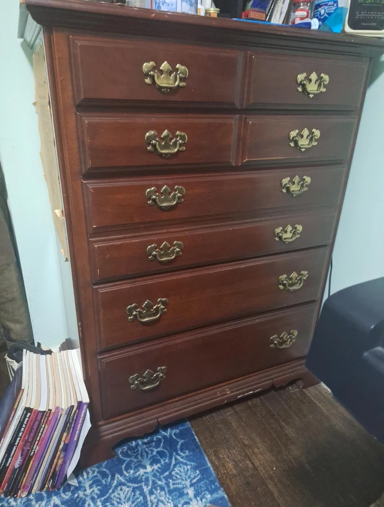 Tall Wooden Dresser with 7 Drawers