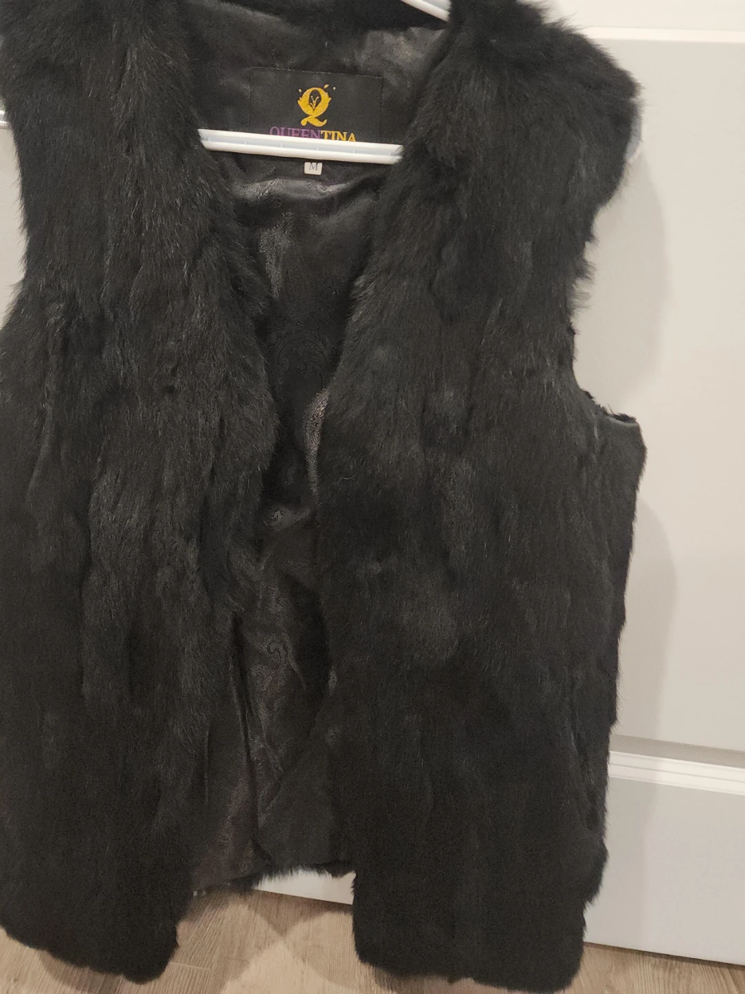 QUEENTINA Black Rabbit Fur Vest - Size M