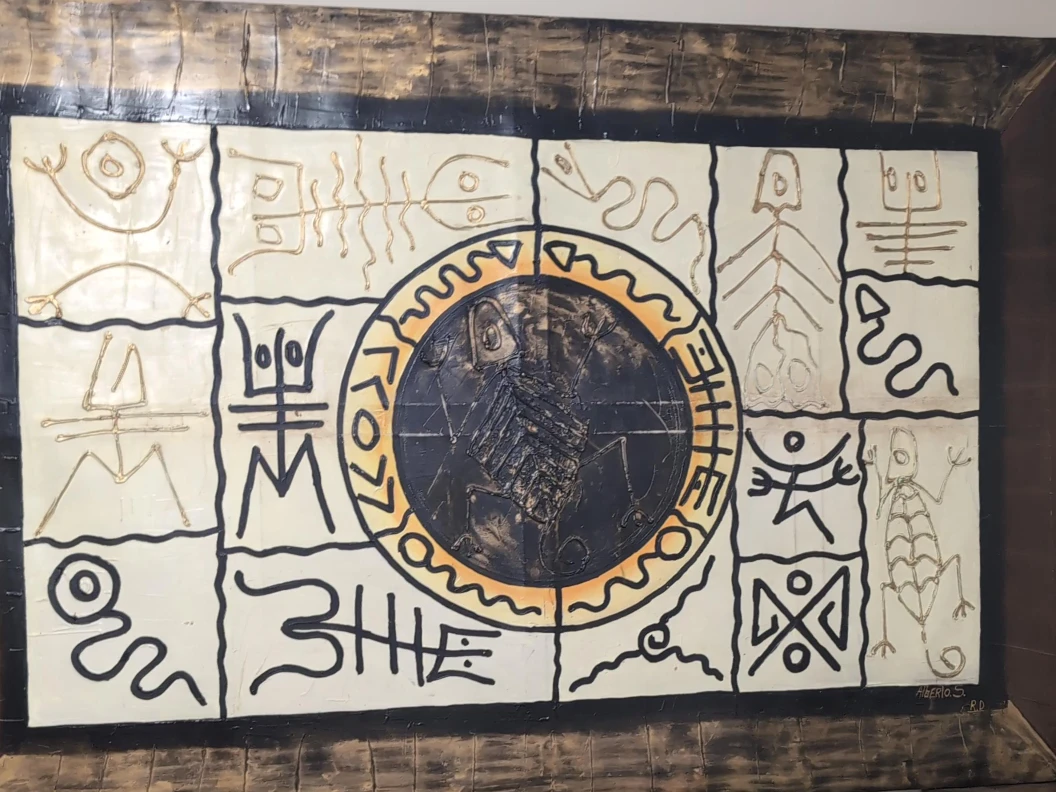 Unique Framed Wall Art with Abstract Symbols