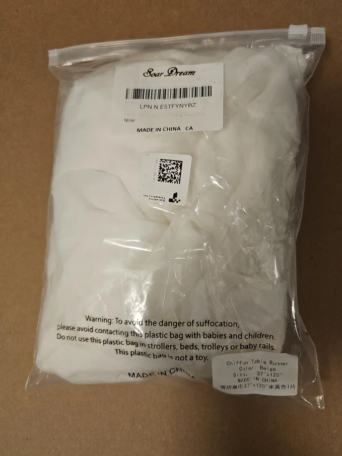 New Soar Dream Chiffon Table Runner Beige 27"x120"