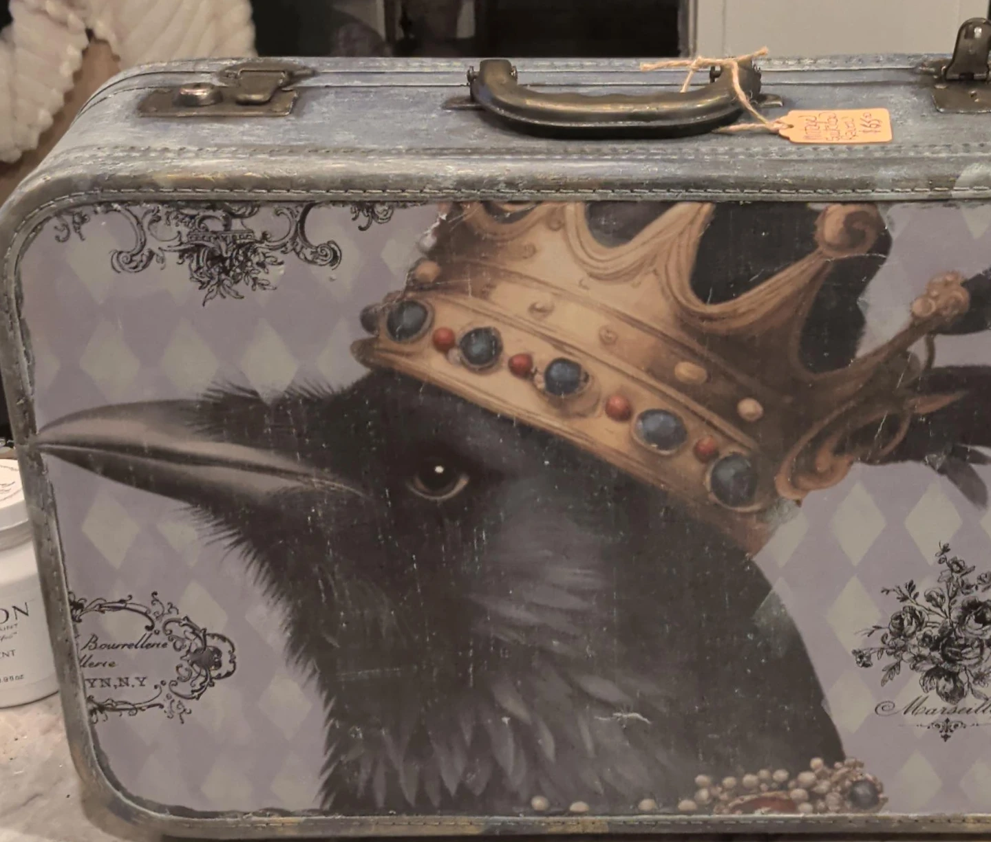 Decorative Suitcase with Raven Design