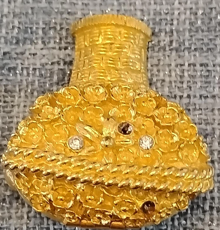 Gold Floral Vase Pin Brooch