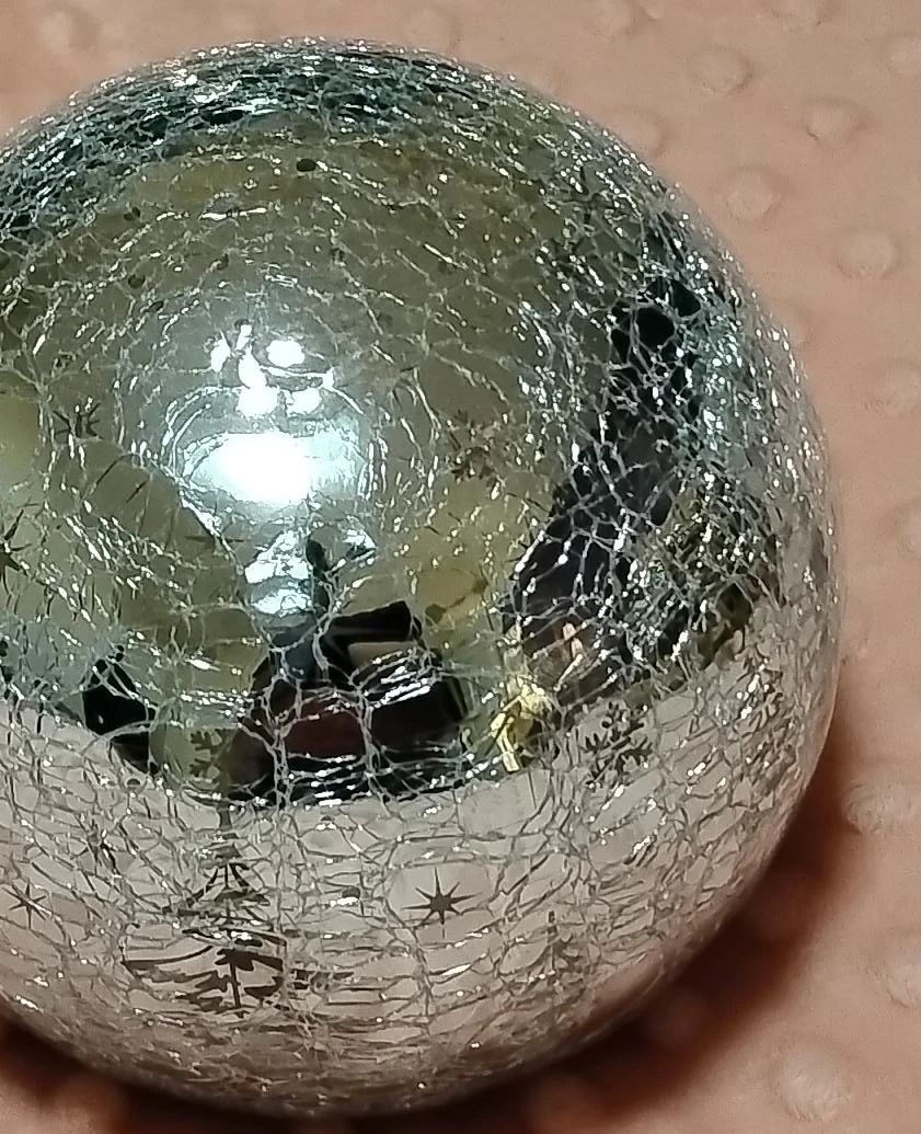 Silver Crackle Glass Christmas Ornament