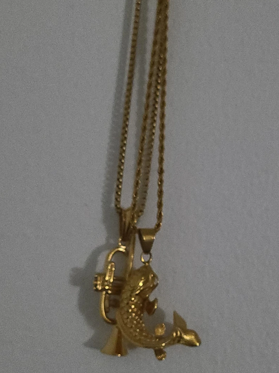 Gold Trumpet  Pendant Necklace
