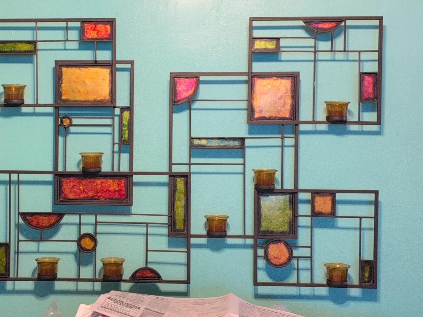 Metal Wall Decor with Candle Holders