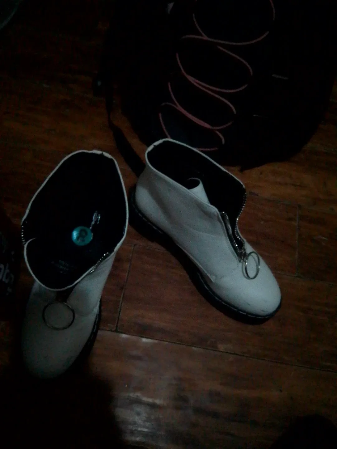 White Ankle Boots with Zipper Detail