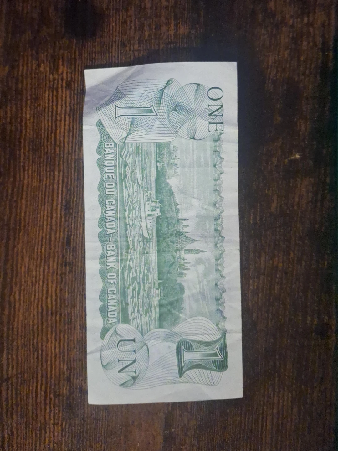 Canadian one dollar bill