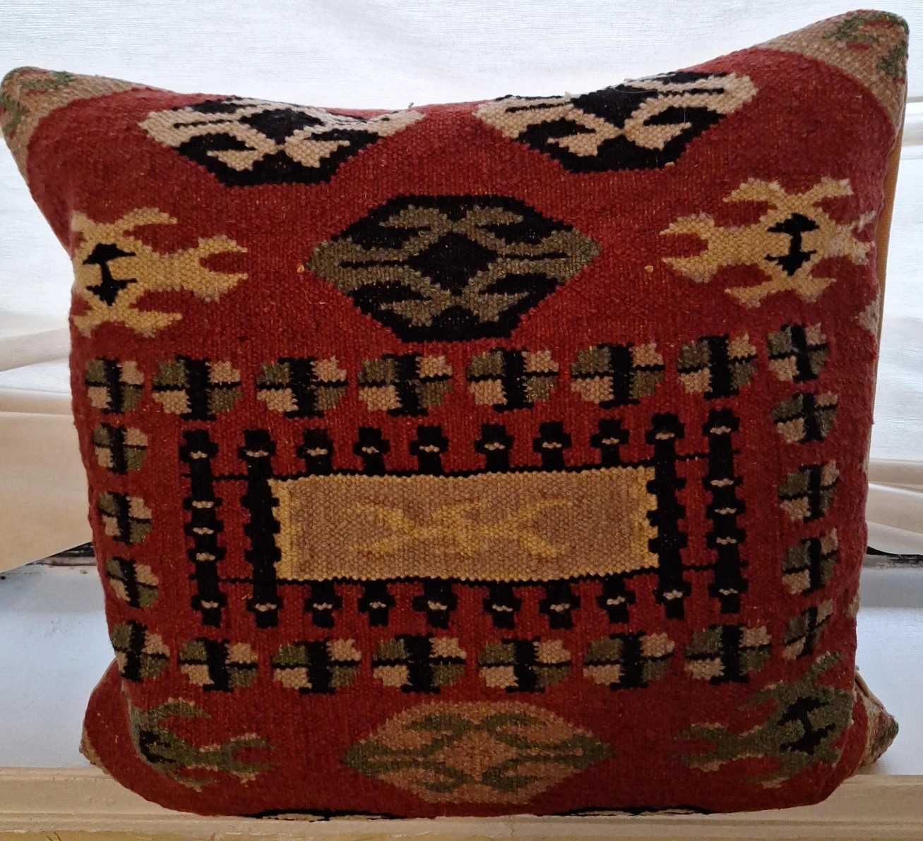 Red Patterned Throw Pillow