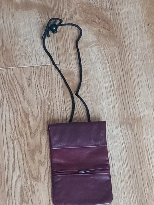 Burgundy Leather Neck Pouch