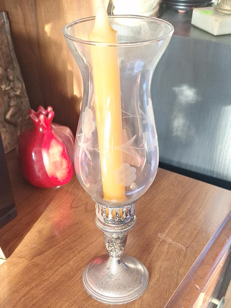Glass & Silver Candle Holder